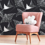 Black Stingray Wallpaper / Peel and Stick Wallpaper Removable Wallpaper Home Decor Wall Art Wall Decor Room Decor - D543