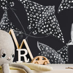 Black Stingray Wallpaper / Peel and Stick Wallpaper Removable Wallpaper Home Decor Wall Art Wall Decor Room Decor - D543
