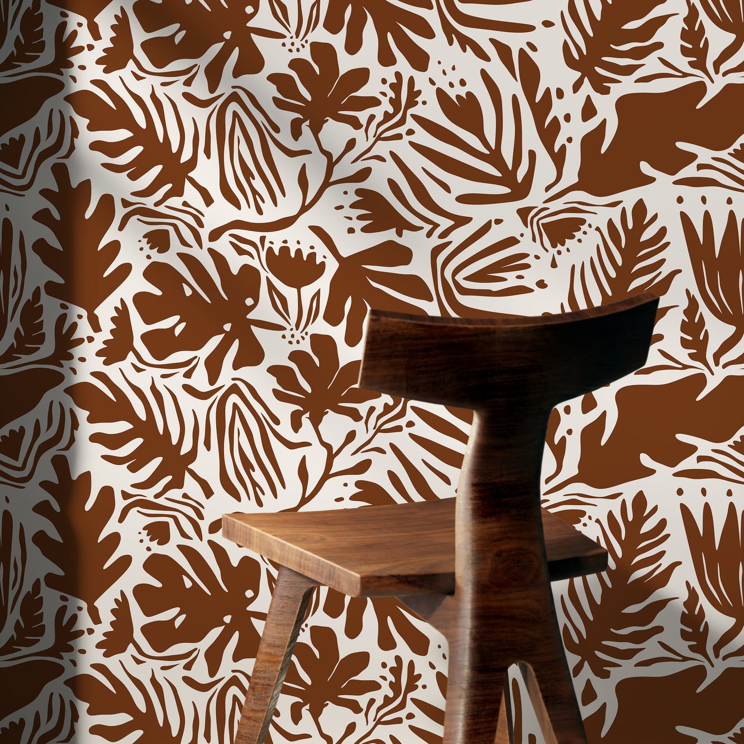Copper Leaf Abstract Wallpaper Boho Wallpaper Peel and Stick and Traditional Wallpaper - D669