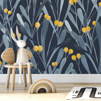 Flat Colorful Leaves Wallpaper - Removable Wallpaper Peel and Stick Wallpaper Wall Paper Wall - X060