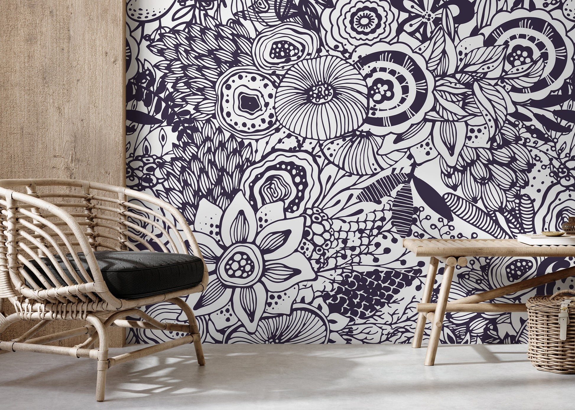 Removable Wallpaper Peel and Stick Wallpaper Wall Paper Wall - Flower Wallpaper Blue Wallpaper - B421