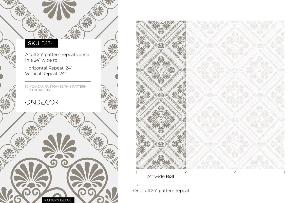 Beige Retro Tile Wallpaper / Peel and Stick Wallpaper Removable Wallpaper Home Decor Wall Art Wall Decor Room Decor - D134