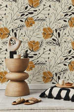 Floral Boho Wallpaper / Peel and Stick Wallpaper Removable Wallpaper Home Decor Wall Art Wall Decor Room Decor - D150