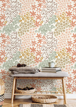 Cute Floral Hand Drawing Wallpaper / Peel and Stick Wallpaper Removable Wallpaper Home Decor Wall Art Wall Decor Room Decor - D166