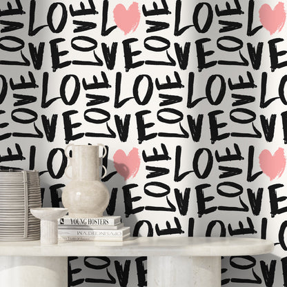 Modern Removable Wallpaper Wallpaper Wall Paper Wall - Abstract Pop Wallpaper - Love Wallpaper - B557