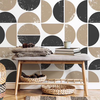 Abstract Semicircle Mosaic Wallpaper - C028