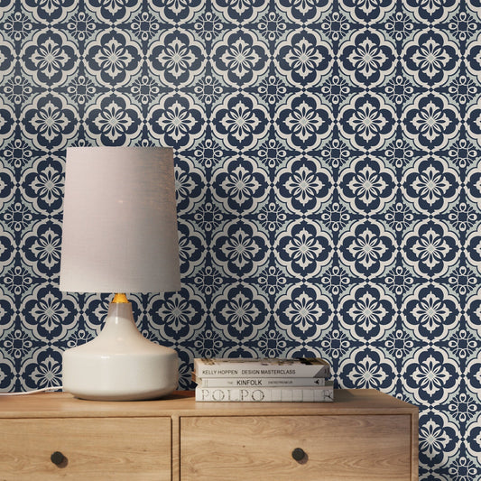 Removable Wallpaper Peel and Stick Wallpaper Wall Paper Wall - Portuguese Azulejos Tile Wallpaper - C163