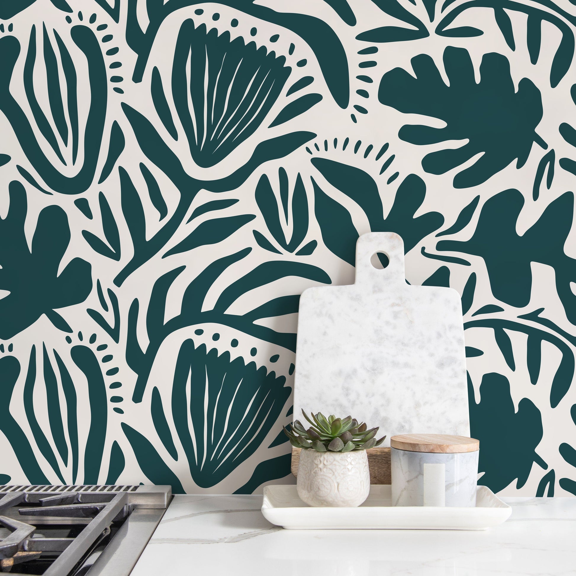 Abstract Floral Accent Stencil for Home Decor