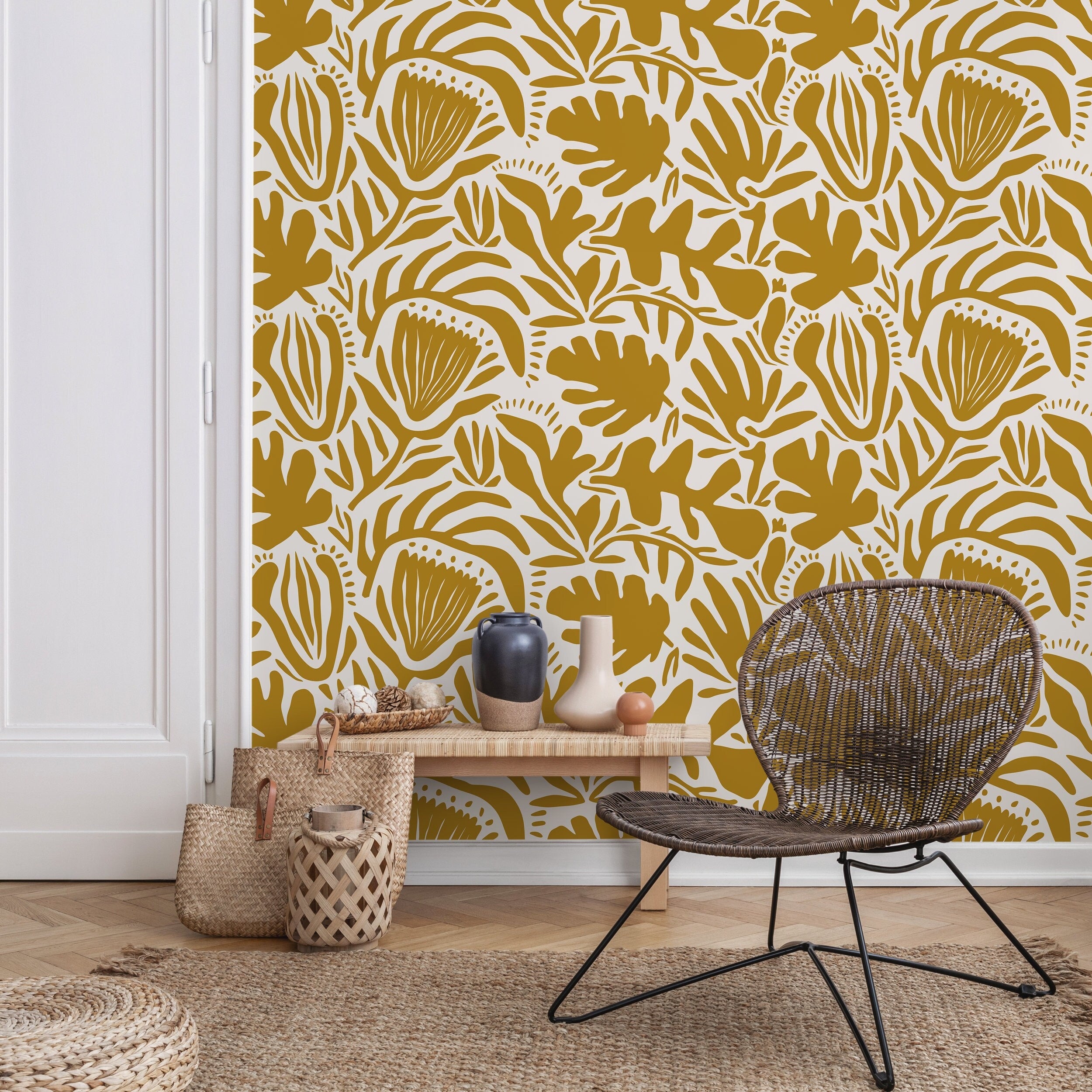 Yellow peel deals and stick wallpaper