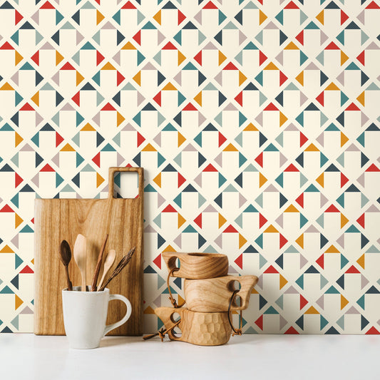 Removable Wallpaper Peel and Stick Wallpaper Wall Paper Wall - Geometric Triangles Wallpaper - C169