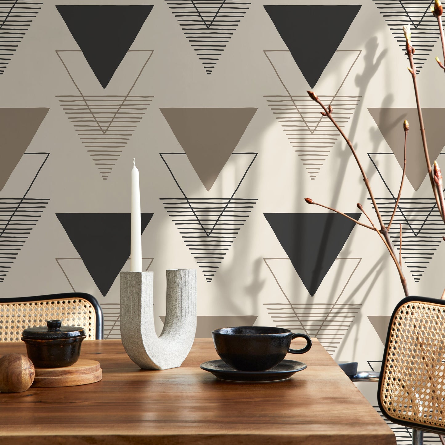 Removable Wallpaper Peel and Stick Wallpaper Wall Paper Wall - Geometric Triangles Wallpaper - C244