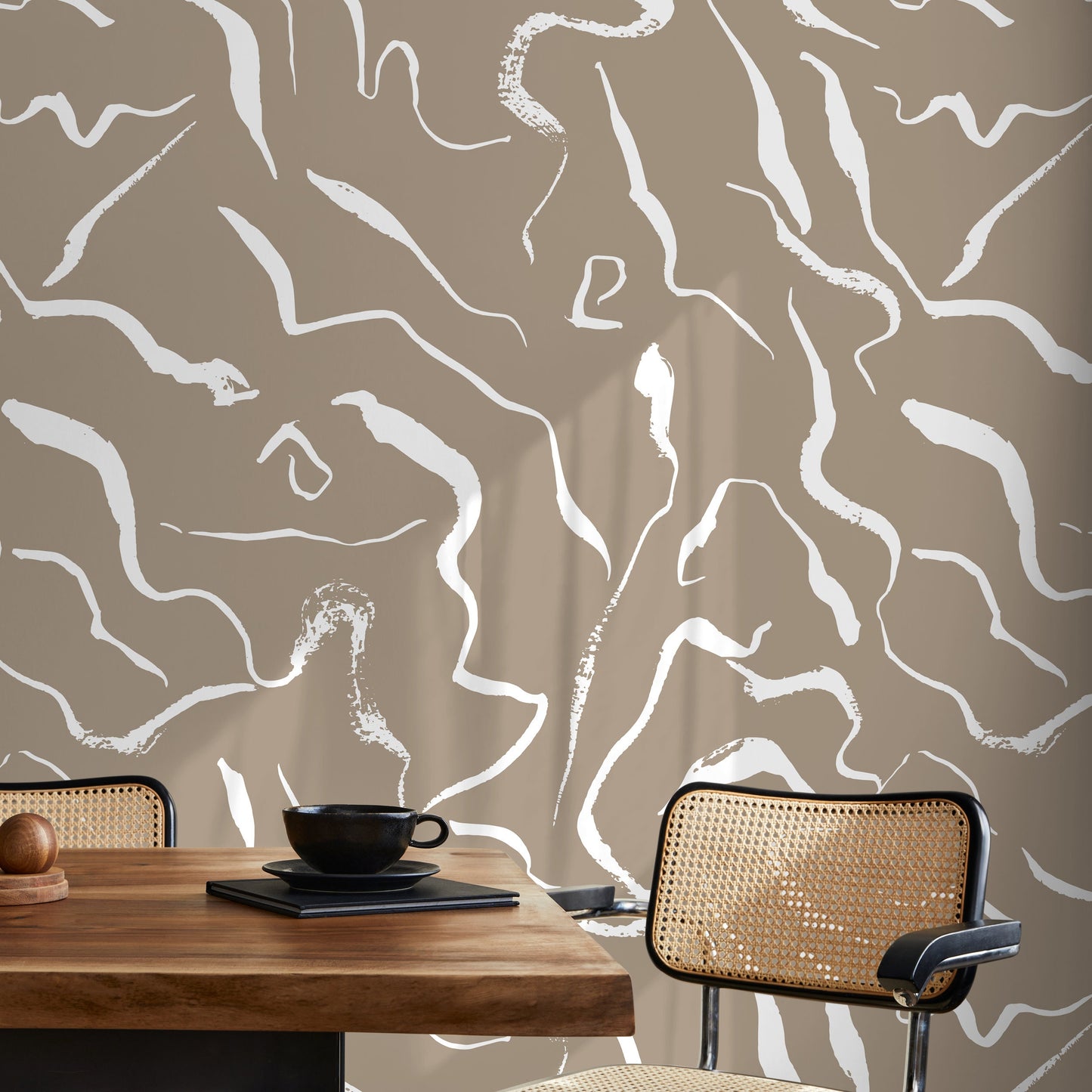 Removable Wallpaper Peel and Stick Wallpaper Wall Paper Wall - Monochromatic Leaves Wallpaper - C264