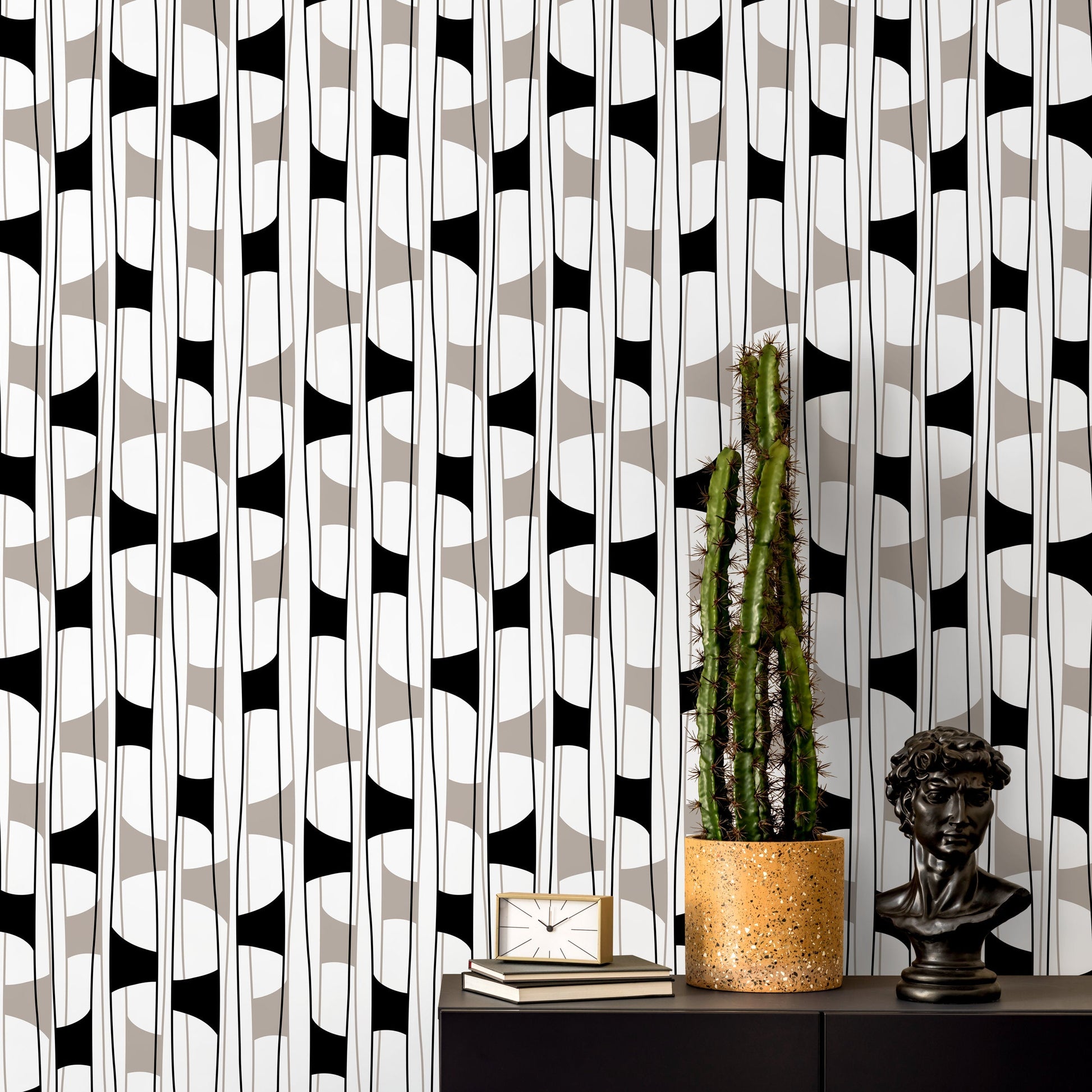 Removable Wallpaper Peel and Stick Wallpaper Wall Paper Wall - Geometric Black and White Wallpaper - C301