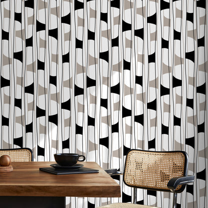 Removable Wallpaper Peel and Stick Wallpaper Wall Paper Wall - Geometric Black and White Wallpaper - C301
