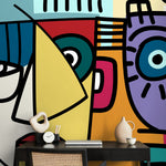 Colorful Cubism Art Wallpaper Abstract Modern Mural Peel and Stick Wallpaper Home Decor - D566
