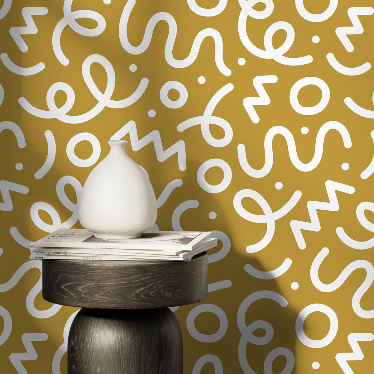 Yellow Abstract Wallpaper Modern Wallpaper Peel and Stick Wallpaper Home Decor - D574