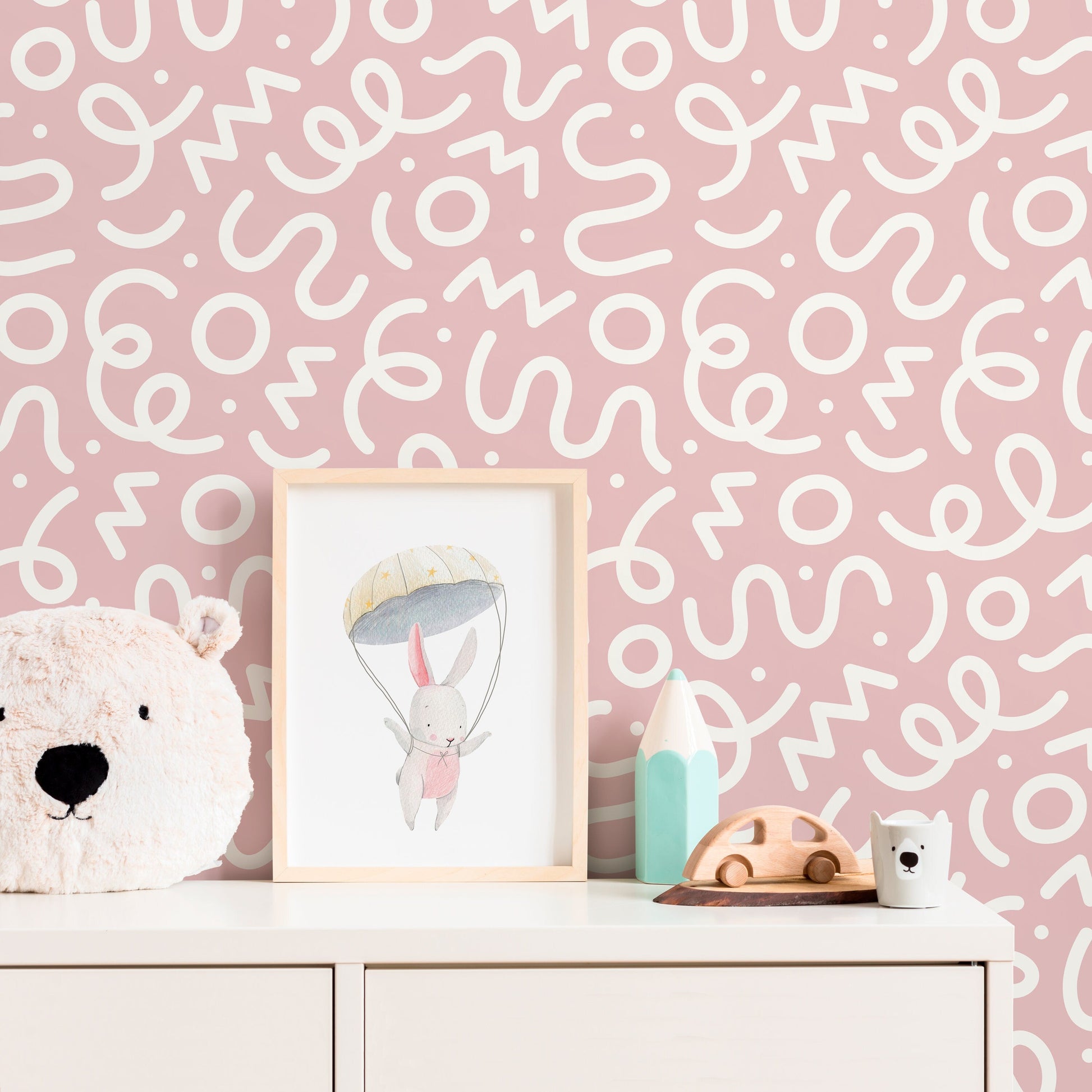 Pink Abstract Wallpaper Nursery Wallpaper Modern Wallpaper Peel and Stick Wallpaper Home Decor - D577