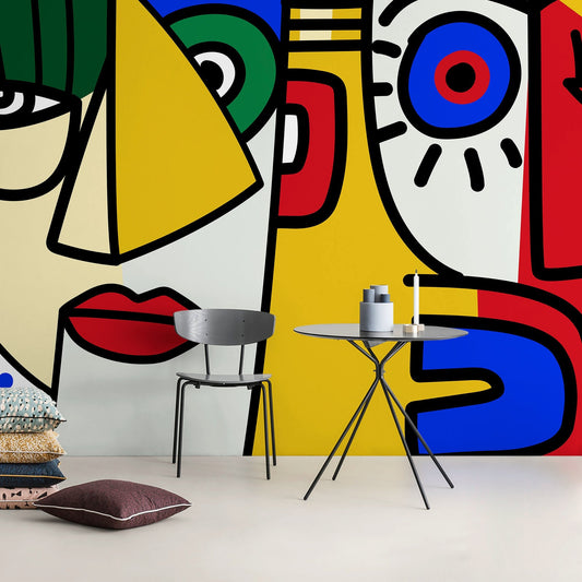 Unique Cubism Art Wallpaper Colorful Abstract Mural Peel and Stick Wallpaper Home Decor - D568