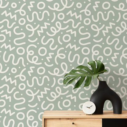 Green Abstract Wallpaper Modern Wallpaper Peel and Stick Wallpaper Home Decor - D573