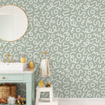 Green Abstract Wallpaper Modern Wallpaper Peel and Stick Wallpaper Home Decor - D573