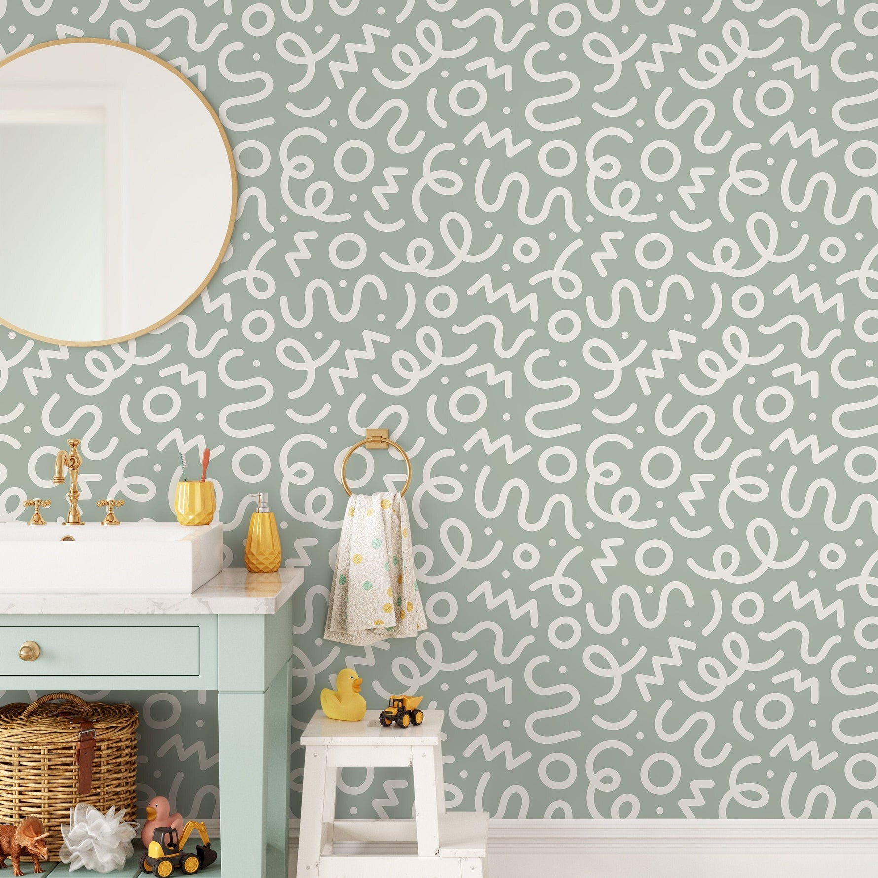 Green Abstract Wallpaper Modern Wallpaper Peel and Stick Wallpaper Home Decor - D573