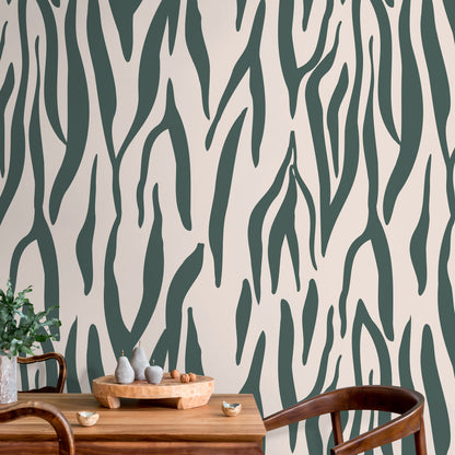 Green Abstract Leaf Wallpaper Modern Wallpaper Peel and Stick and Traditional Wallpaper - D609