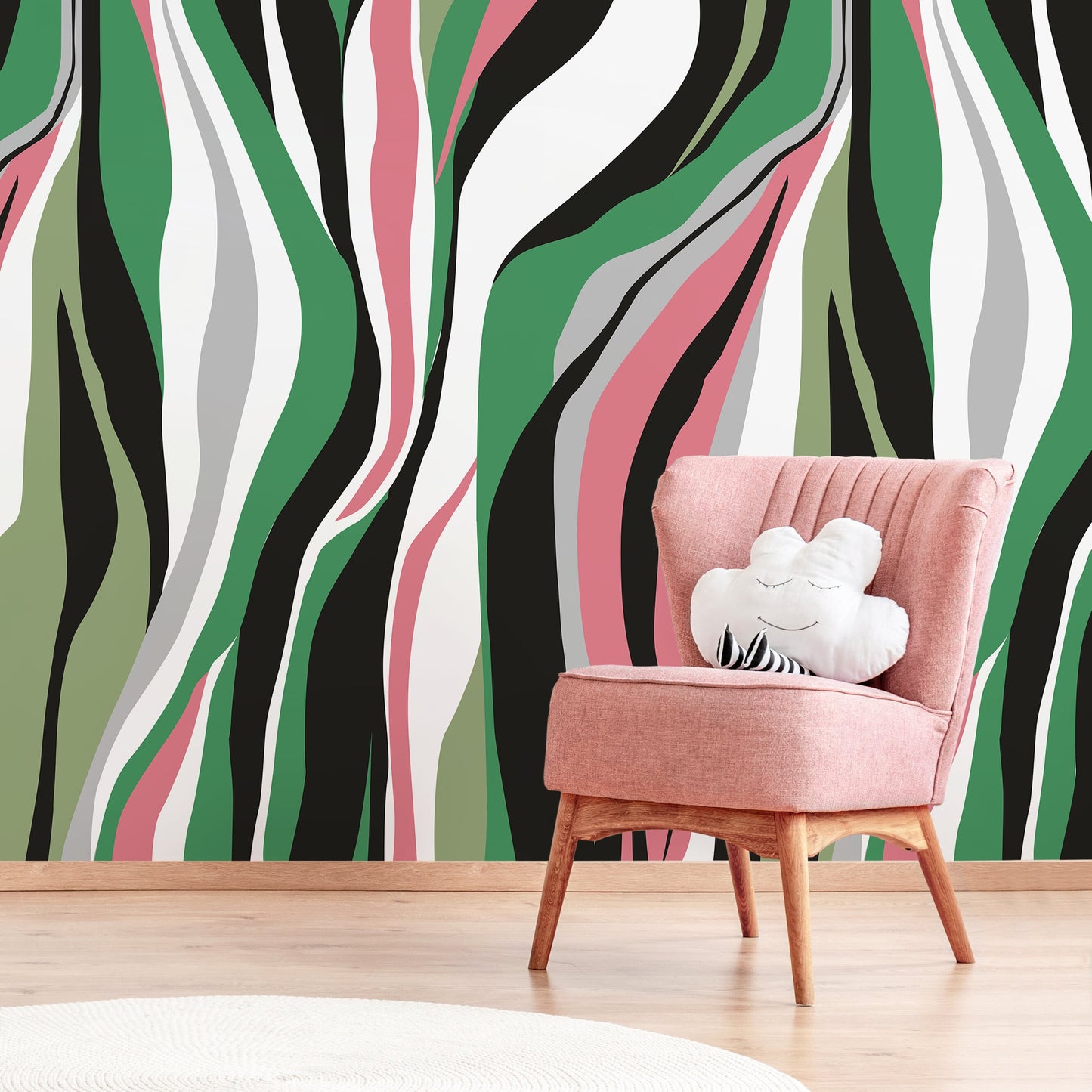Colorful Abstract Waves Wallpaper Maximalist Wallpaper Peel and Stick and Traditional Wallpaper - D611
