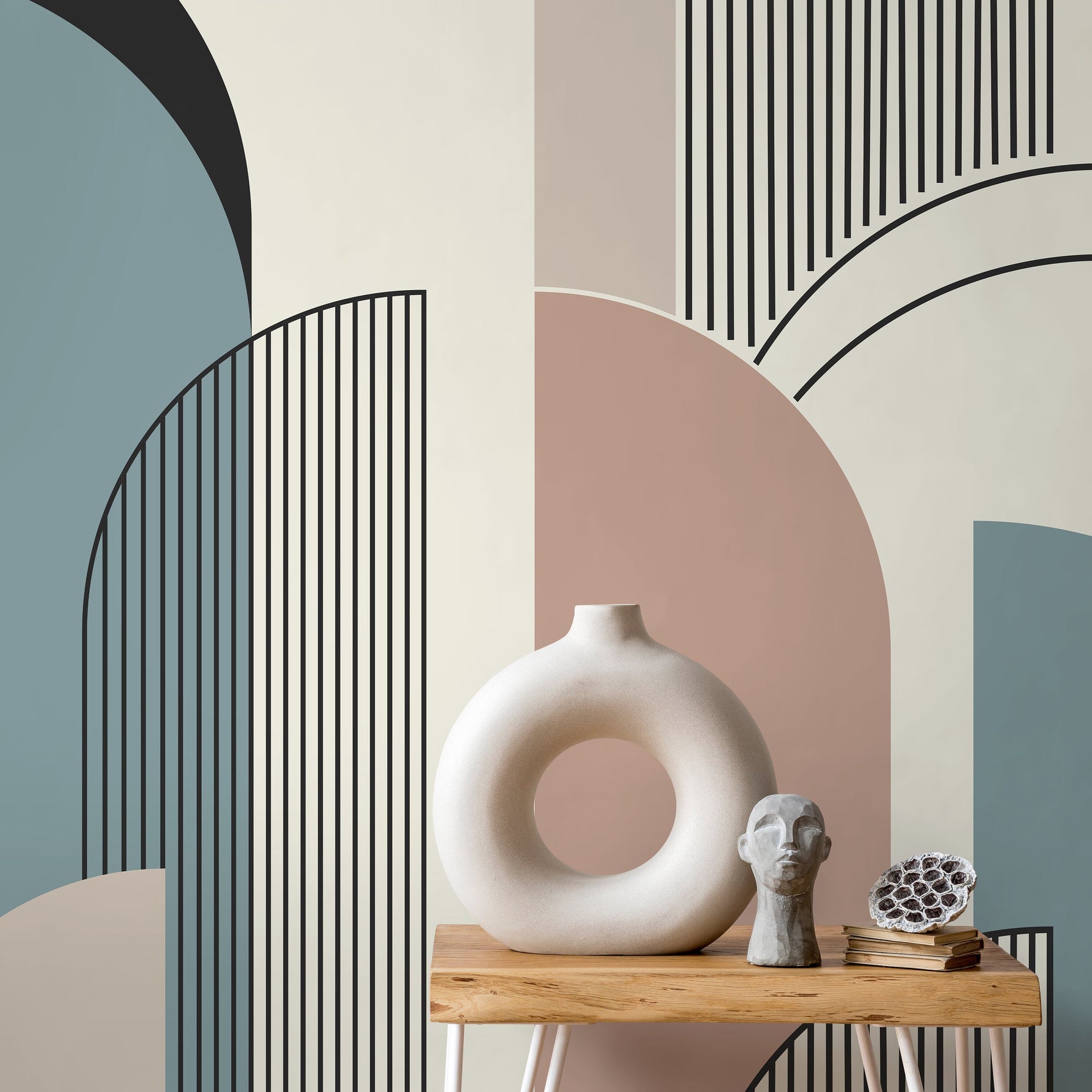 Abstract Geometric Wallpaper Contemporary Art Wallpaper Peel and Stick and Traditional Wallpaper - D621