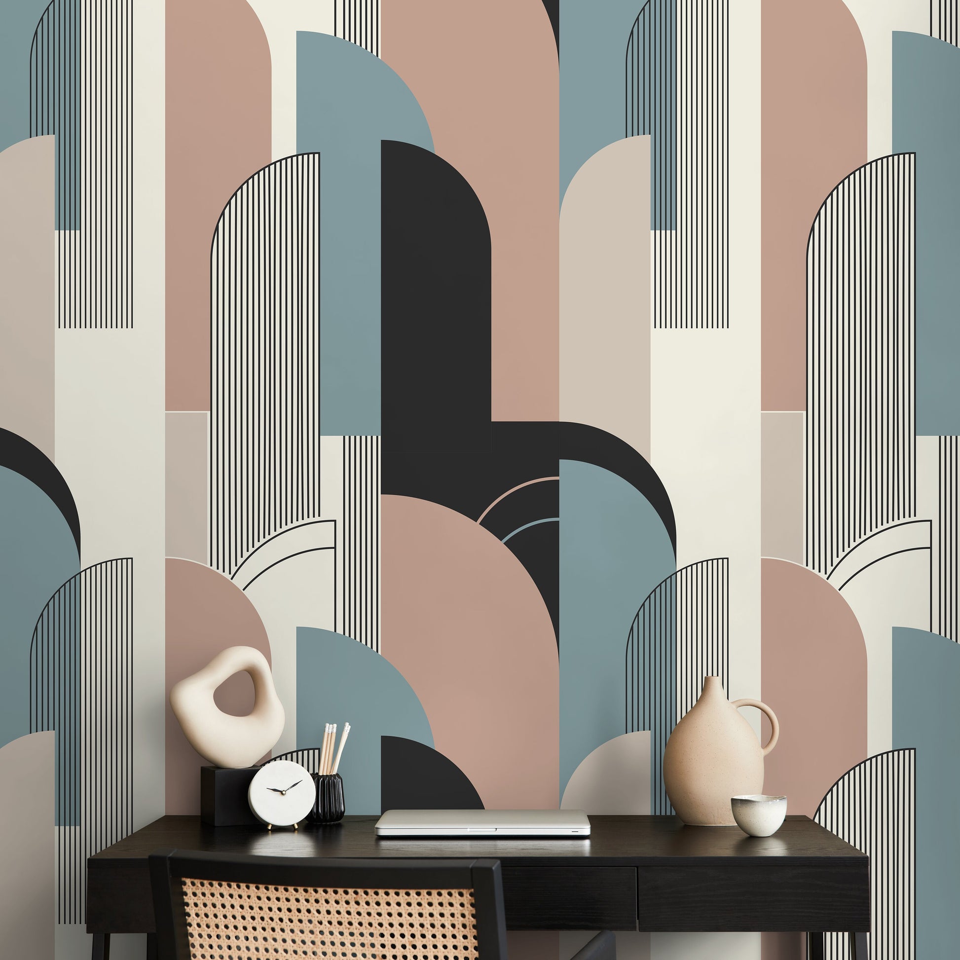 Abstract Geometric Wallpaper Contemporary Art Wallpaper Peel and Stick and Traditional Wallpaper - D621