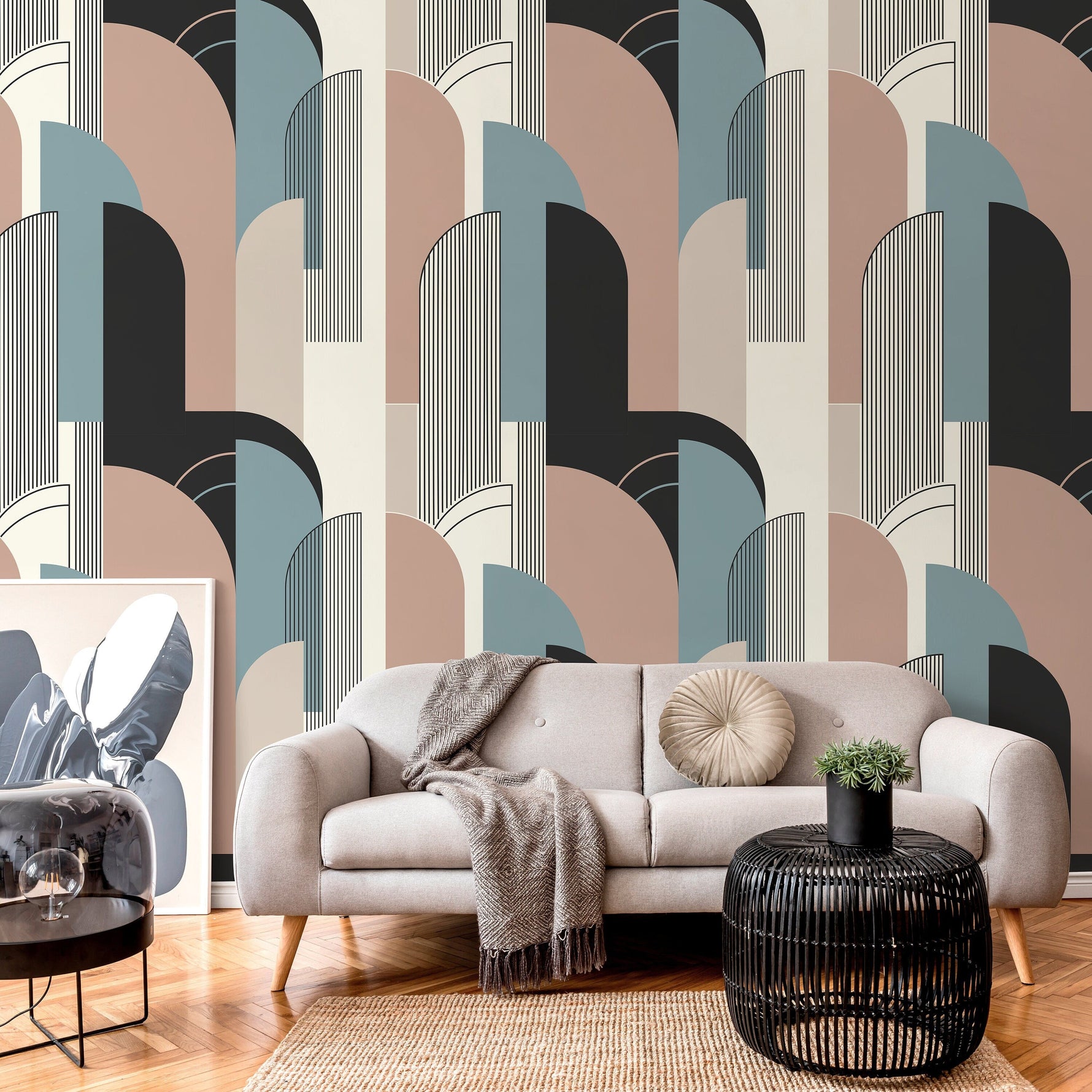Abstract Geometric Wallpaper Contemporary Art Wallpaper Peel and Stick and Traditional Wallpaper - D621