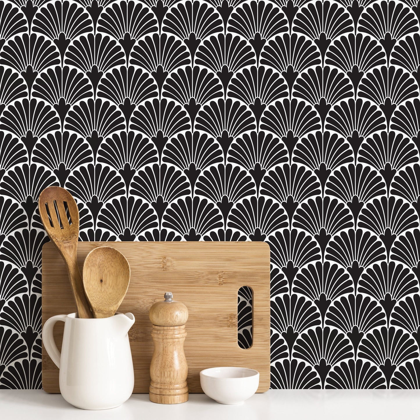 Wallpaper Peel and Stick Wallpaper Removable Wallpaper Home Decor Wall Art Wall Decor Room Decor / Black and White Art Deco Wallpaper - C365