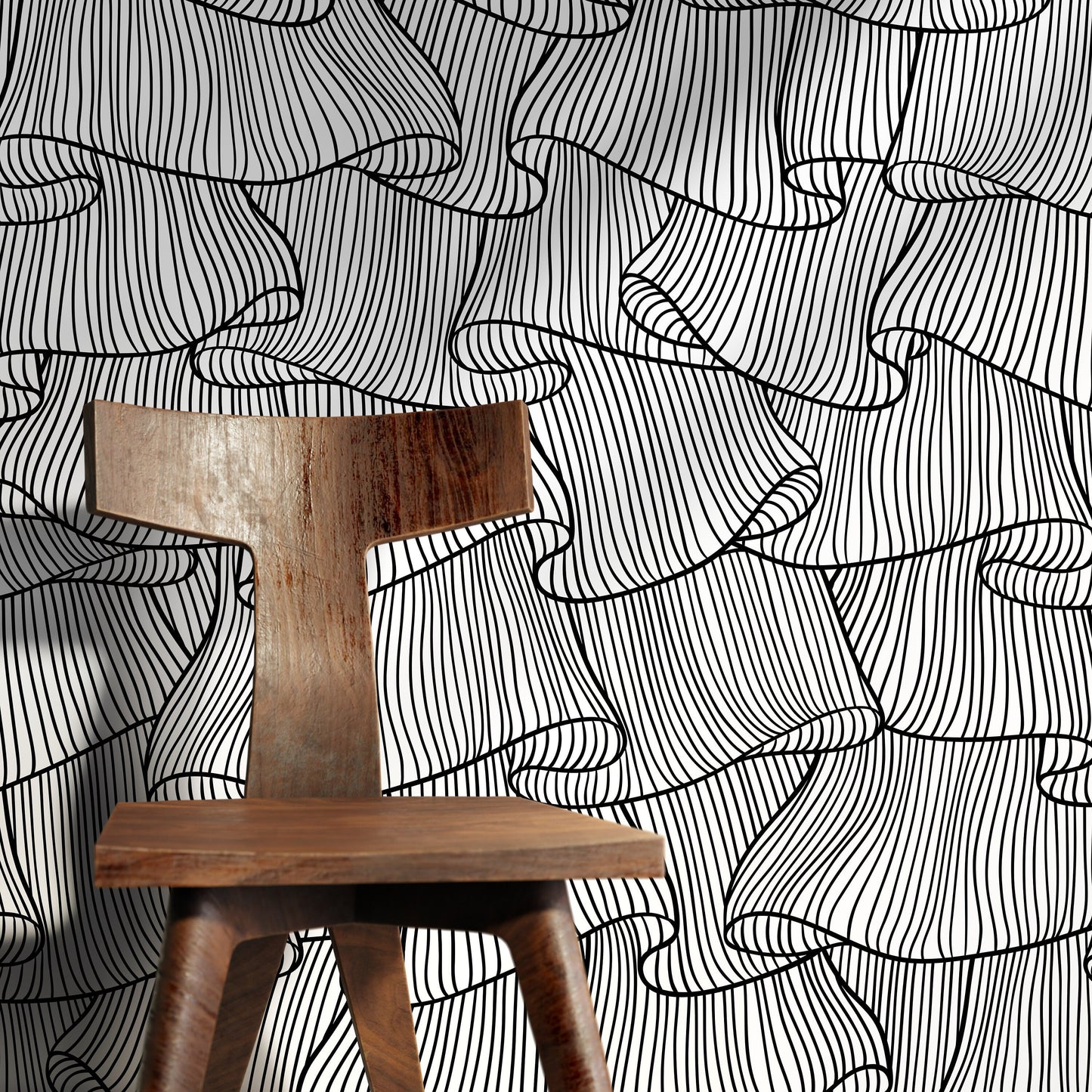 Wallpaper Peel and Stick Wallpaper Removable Wallpaper Home Decor Wall Art Wall Decor Room Decor / Lines Black and White Wallpaper - C424
