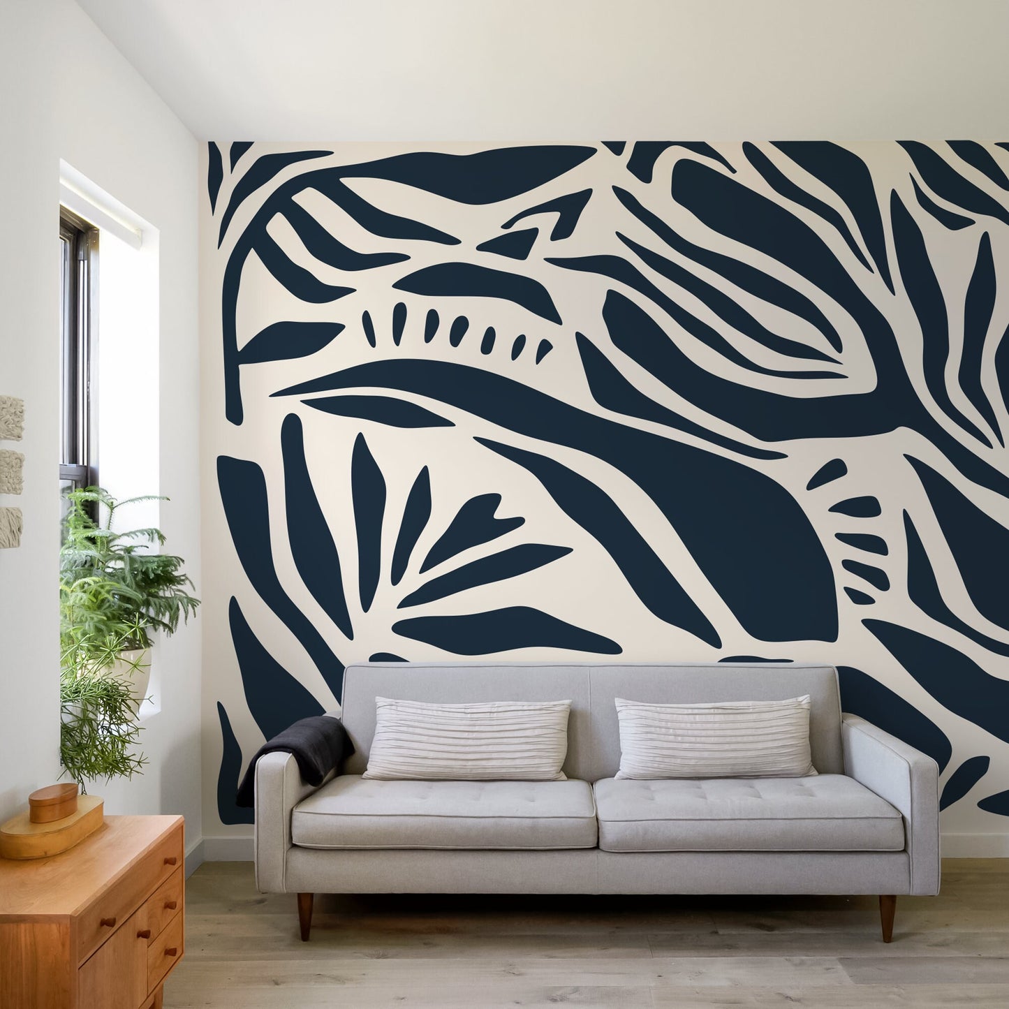 Dark Blue Abstract Art Wallpaper Large Modern Wallpaper Peel and Stick and Traditional Wallpaper - D625
