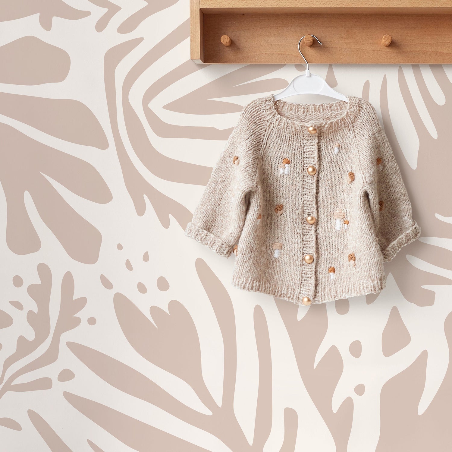 Light Leaf Abstract Wallpaper Boho Wallpaper Peel and Stick and Traditional Wallpaper - D666