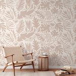 Light Leaf Abstract Wallpaper Boho Wallpaper Peel and Stick and Traditional Wallpaper - D666
