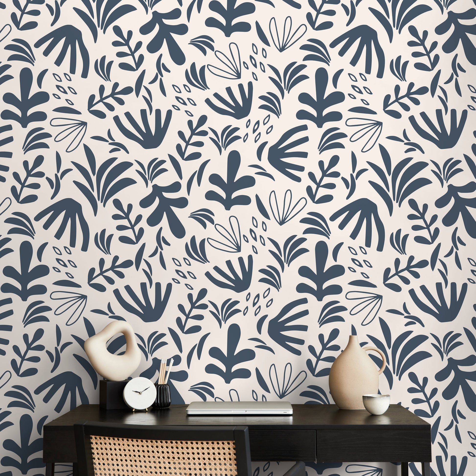 Abstract Garden Wallpaper Boho Wallpaper Peel and Stick and Traditional Wallpaper - D679