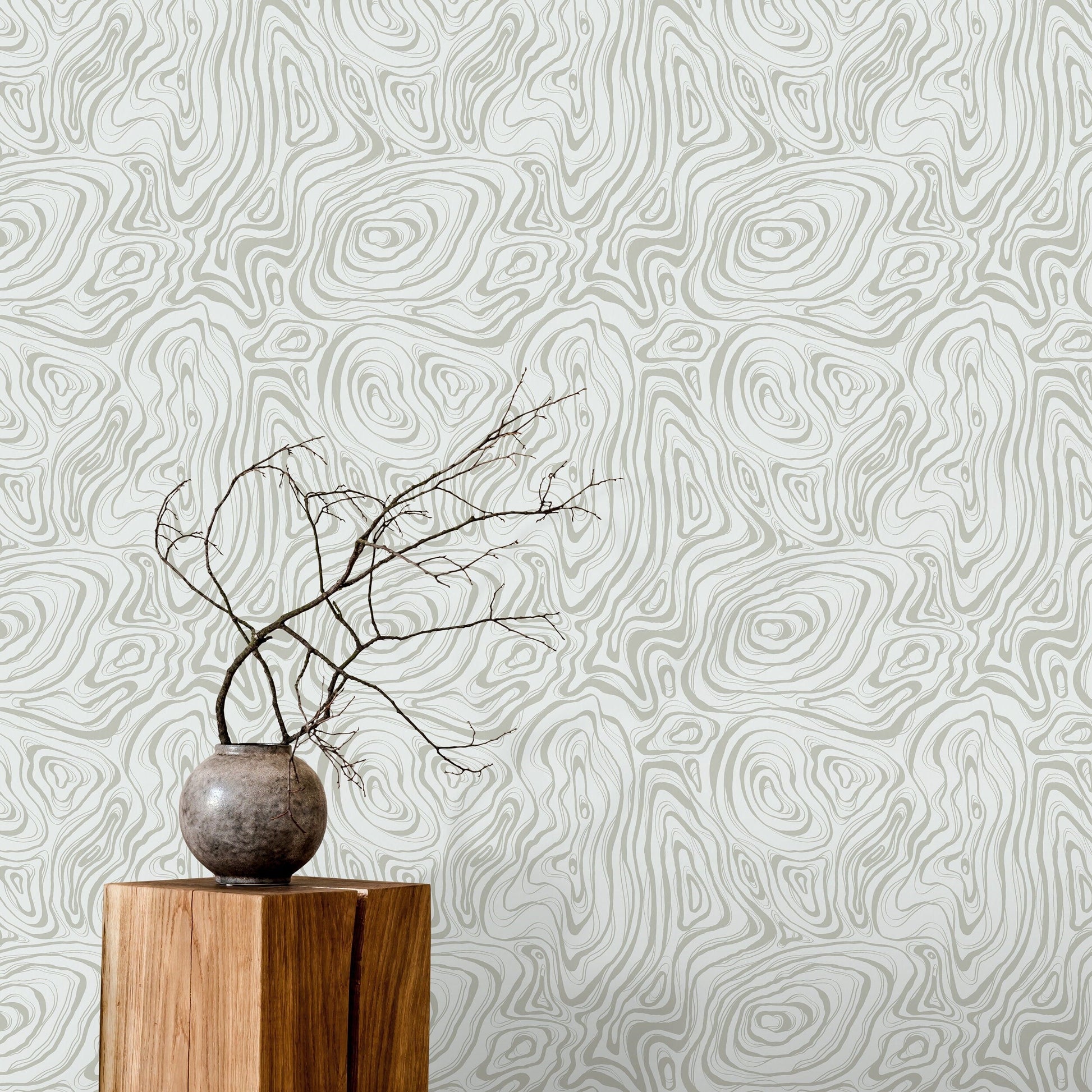 Gray Abstract Waves Wallpaper / Peel and Stick Wallpaper Removable Wallpaper Home Decor Wall Art Wall Decor Room Decor - C645