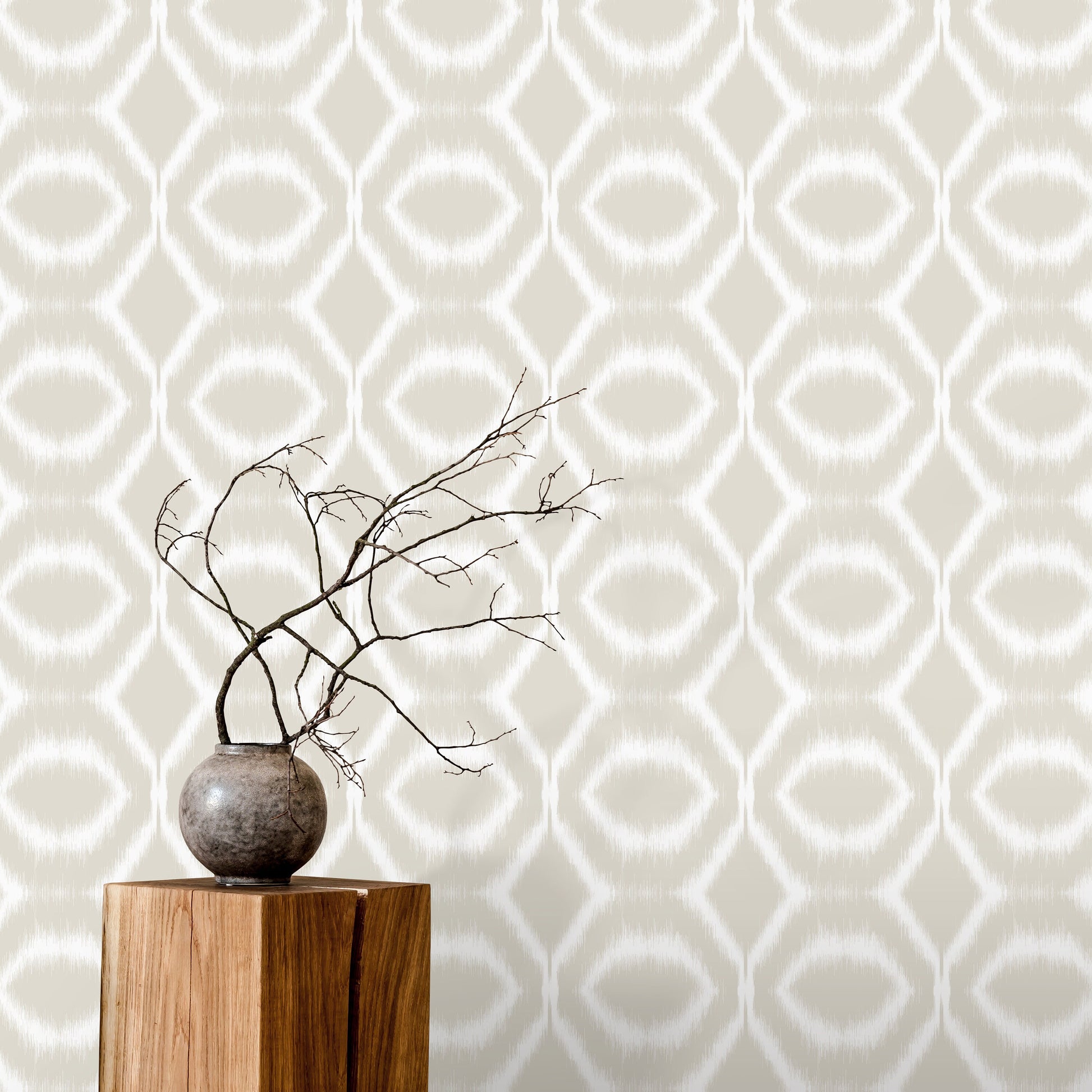 Beige Abstract Mid-Century Wallpaper / Peel and Stick Wallpaper Removable Wallpaper Home Decor Wall Art Wall Decor Room Decor - C747