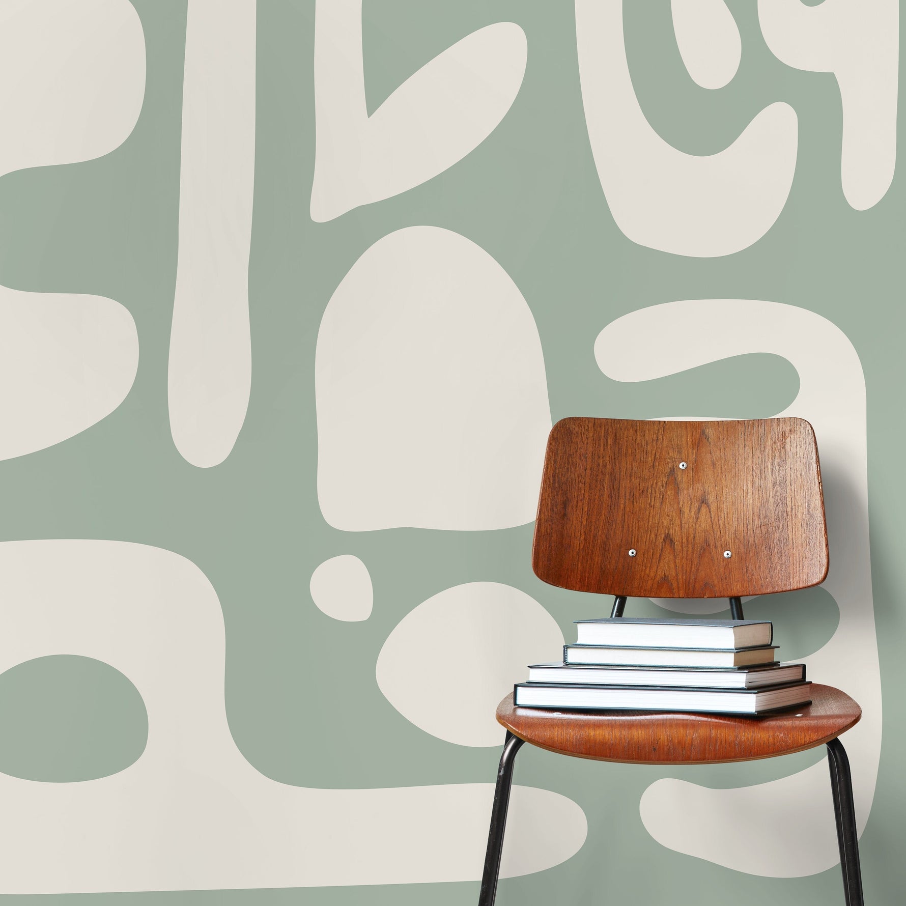 Light Green Abstract Art Mural Modern Wallpaper Peel and Stick Wallpaper Home Decor - D593