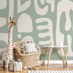 Light Green Abstract Art Mural Modern Wallpaper Peel and Stick Wallpaper Home Decor - D593