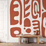 Orange Abstract Art Mural Modern Wallpaper Peel and Stick Wallpaper Home Decor - D595