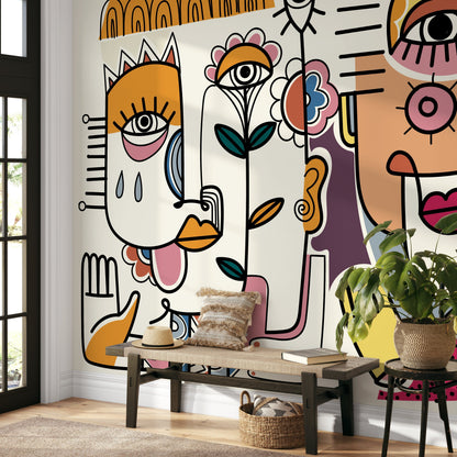 Abstract Mural Surreal Art Wallpaper Peel and Stick Wallpaper Home Decor - D597
