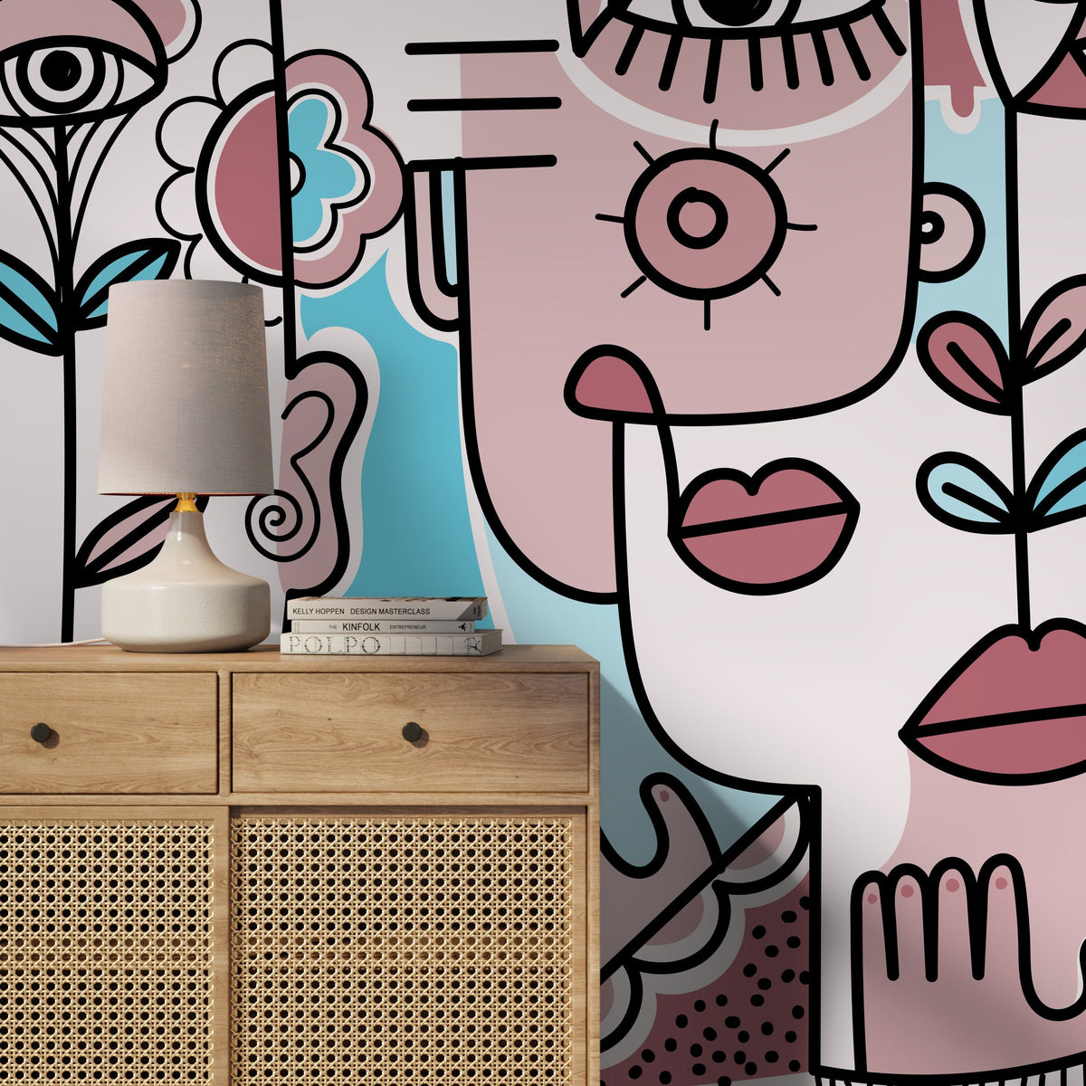 Pastel Abstract Mural Nursery Wallpaper Peel and Stick Wallpaper Home Decor - D598