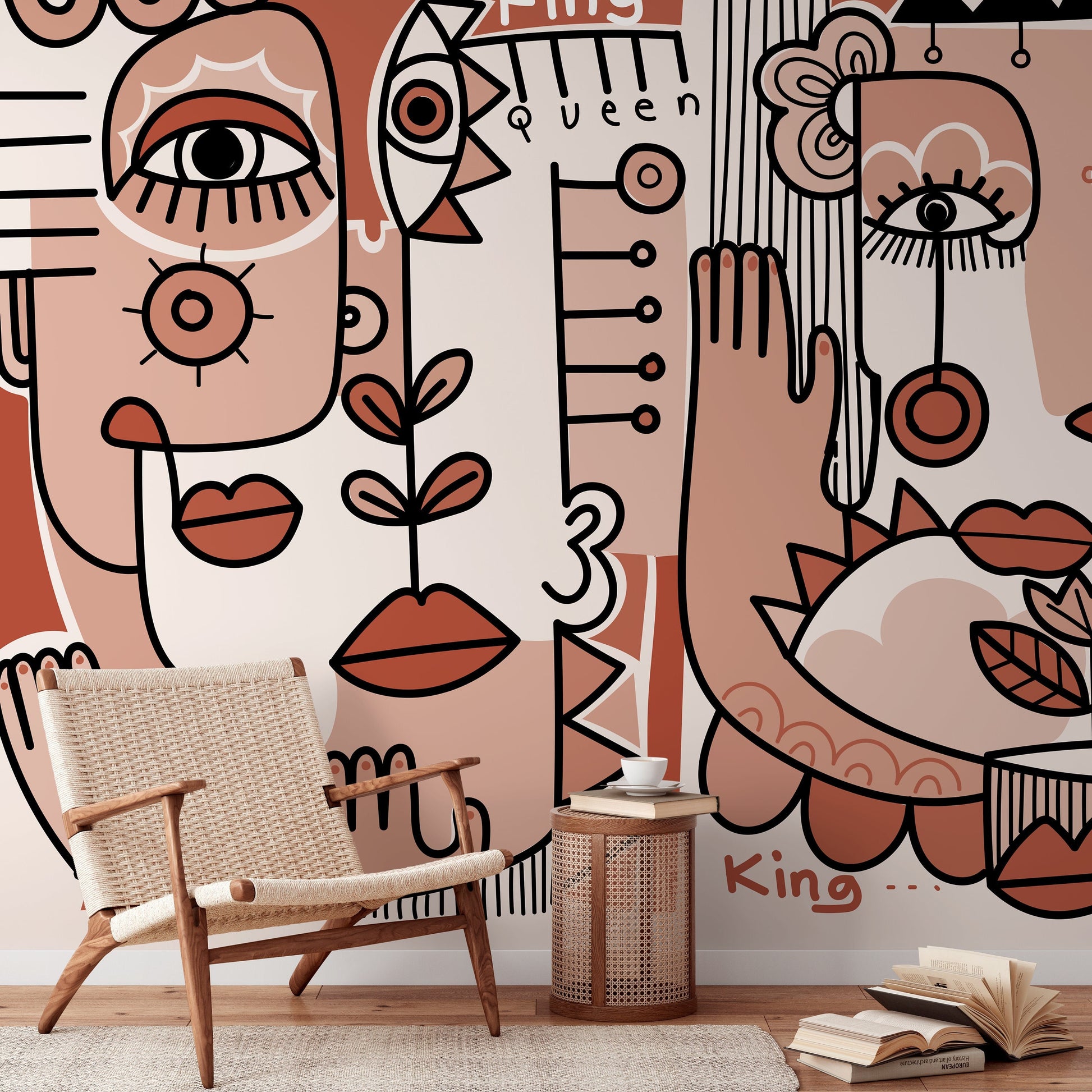 Surreal Abstract Art Mural Modern Wallpaper Peel and Stick Wallpaper Home Decor - D599