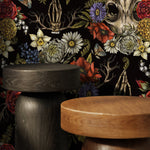 Dark Floral Wallpaper Skull and Peony Wallpaper Peel and Stick and Traditional Wallpaper - D831