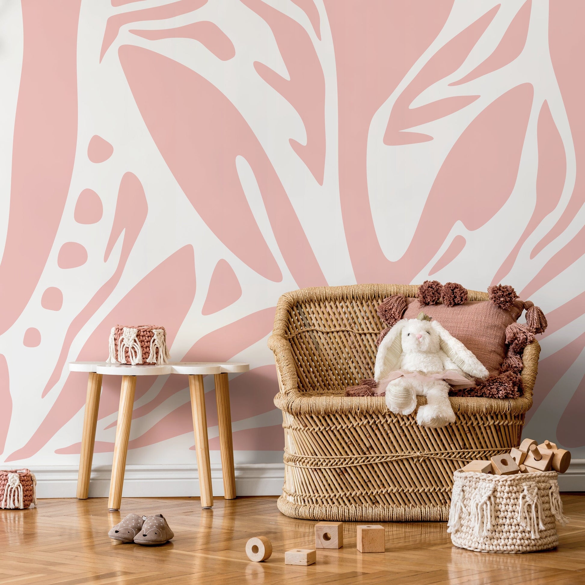Pink Abstract Art Wallpaper Large Modern Wallpaper Peel and Stick and Traditional Wallpaper - D635