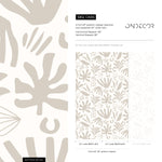 Neutral Abstract Leaf Wallpaper Boho Wallpaper Peel and Stick and Traditional Wallpaper - D685