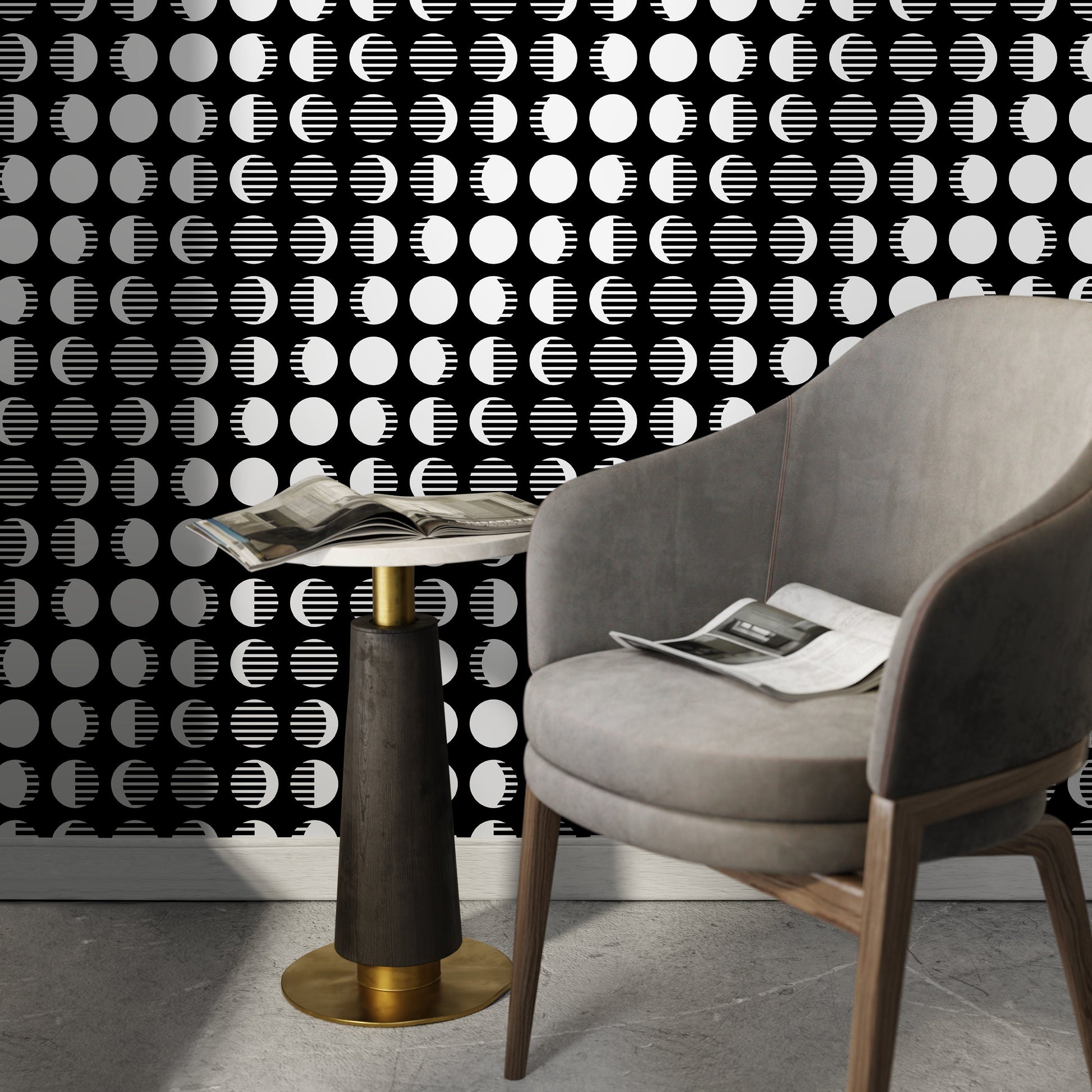 Removable Wallpaper Scandinavian Wallpaper Minimalist Circle Wallpaper Peel and Stick Wallpaper Wall Paper - A840