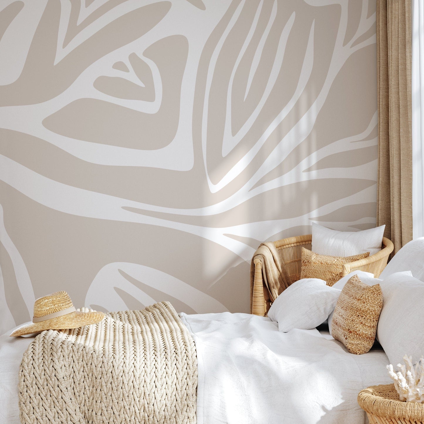 Neutral Abstract Wallpaper Contemporary Mural Peel and Stick and Traditional Wallpaper - D695