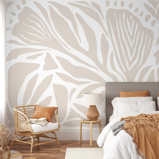 Neutral Abstract Wallpaper Contemporary Mural Peel and Stick and Traditional Wallpaper - D695